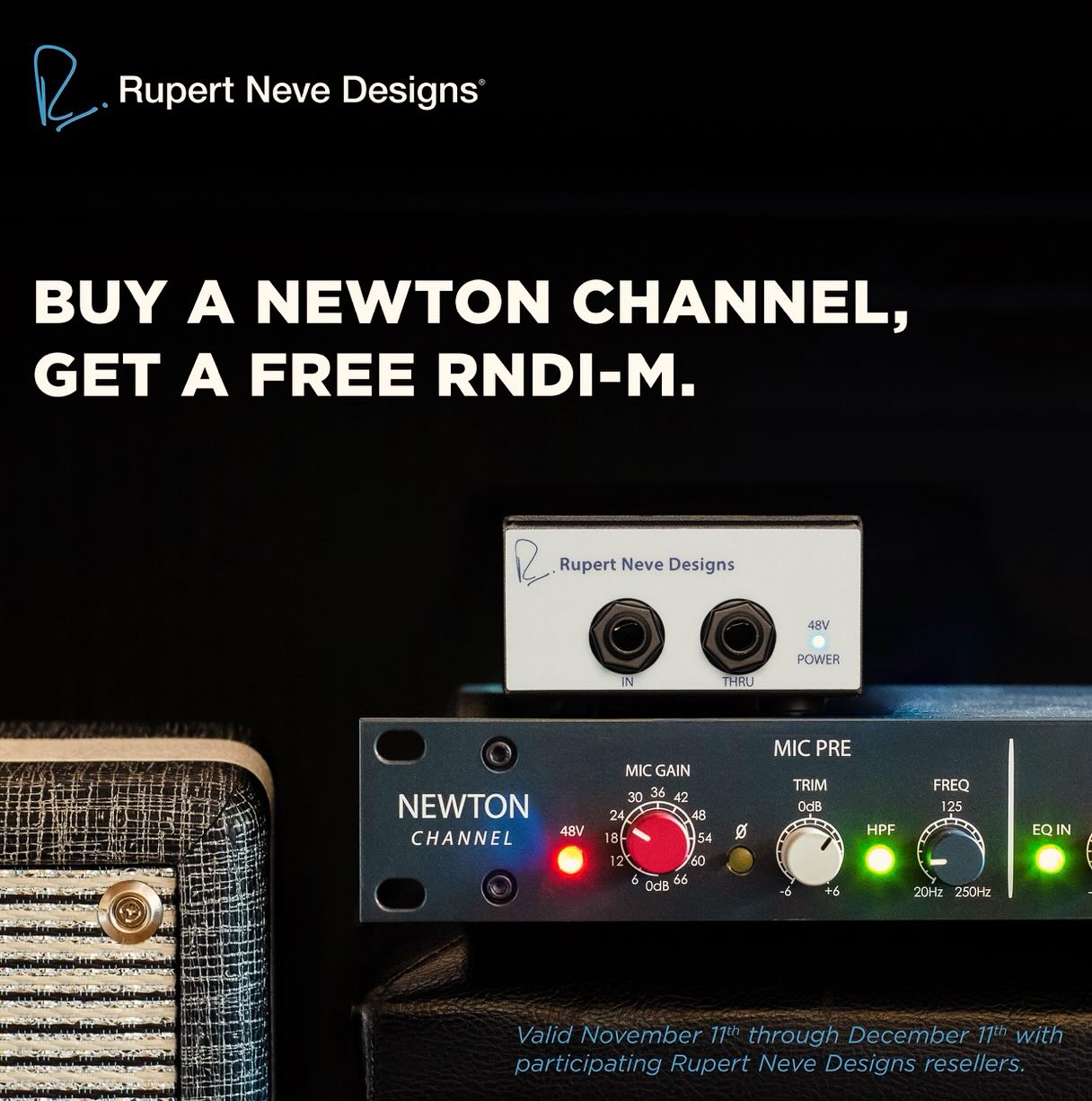 Rupert Neve Designs specials are on now at GB Music & Sound. Buy at Newton Channel, get a DI free!